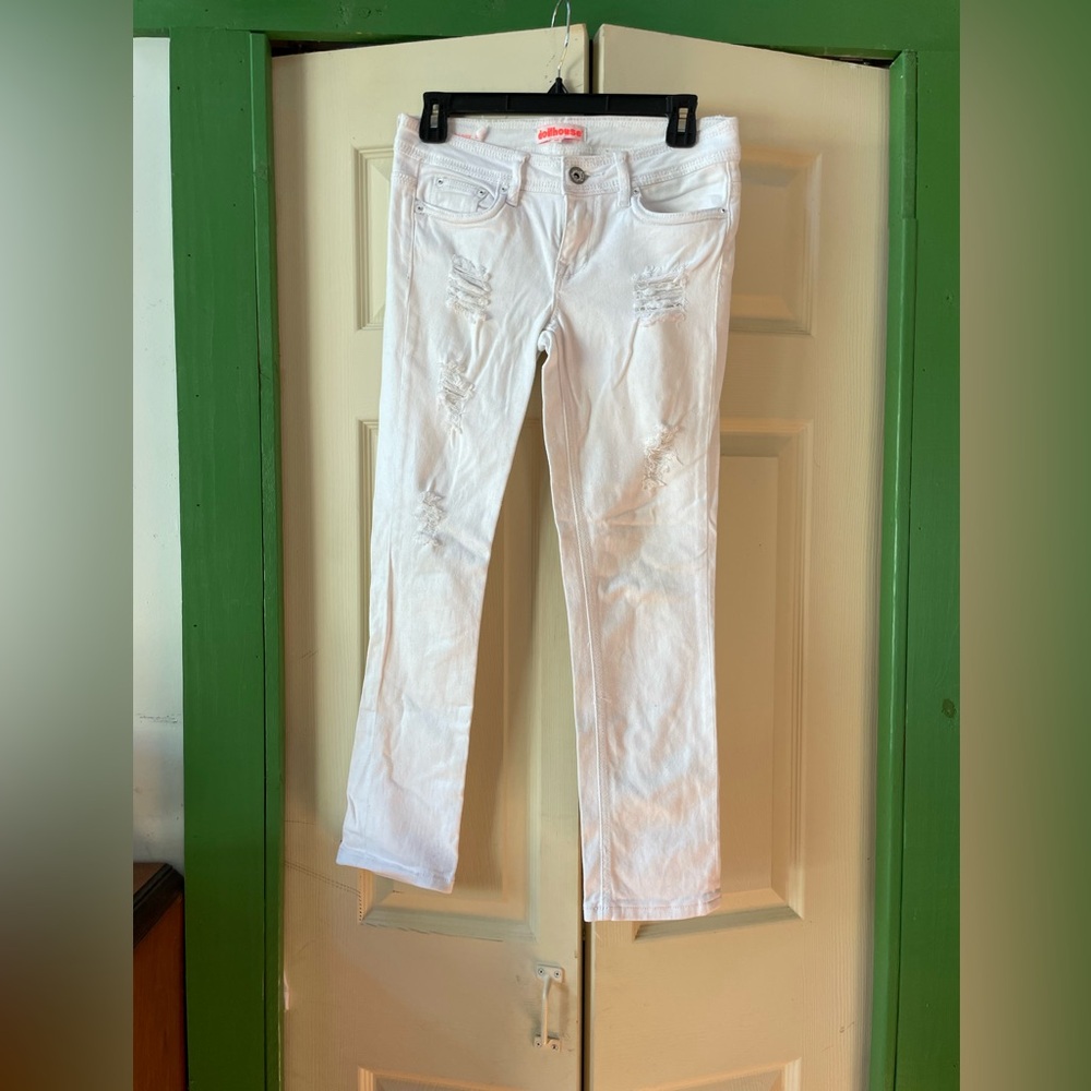 White Distressed Women Capris